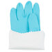 Premium 18-Mil Blue Embossed Unsupported Latex Gloves with Cotton Flock Lining - 12/Pack Main Thumbnail 4