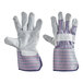 A pair of extra large Cordova work gloves with a striped design and rubber cuffs.