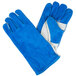 A pair of blue and white Cordova men's leather welding gloves.
