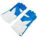 A pair of blue and white Cordova leather welding gloves.