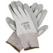 A pair of Cordova HPPE gloves with gray polyurethane palm coating on a white background.