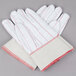 A pair of Cordova white work gloves with red stripes.
