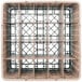 A gray plastic Noble Products glass rack with 20 compartments and 3 brown extenders.