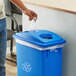 Lavex Janitorial Blue Slim Rectangular Recycling Trash Can Bottle / Can Lid Main Thumbnail 1