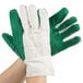 A pair of Cordova heavy weight green cotton work gloves with burlap lining.