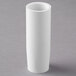 A white PVC tube with a hole on a gray surface.