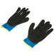 A pair of blue and black Cordova iON gloves with yellow trim.
