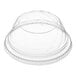 A clear plastic container with a Choice clear plastic low dome lid on top.