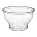 A clear plastic bowl with a clear rim.