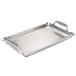 A Crown Verity stainless steel rectangular griddle plate with handles.