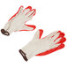 A pair of large Cordova work gloves with white fabric and red latex coating on the palms.