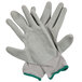 A pair of grey Cordova Cor-Grip gloves with green trim.