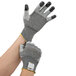 A pair of large Cordova Monarch work gloves with two-sided black and gray dots.