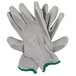 A pair of grey Cordova Cor-Grip III work gloves with green trim.