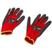 A pair of red Cordova nylon gloves with dark gray crinkle latex palm coating.