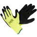 A pair of green and black Cordova warehouse gloves with foam latex palms on a white background.