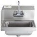 Regency 17" x 15" Wall Mounted Hand Sink with Gooseneck Faucet and Left Side Splash Main Thumbnail 4
