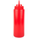 Choice 32 oz. Red Wide Mouth Squeeze Bottle - 6/Pack Main Thumbnail 3