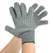 Gray Polyester / Nylon Grip Gloves with Two-Sided Criss-Cross PVC Coating - 12/Pack Main Thumbnail 7