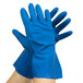 Cordova Latex Rubber Blue 12" 15 Mil Unlined Gloves - 12/Pack Main Thumbnail 4