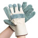 White Canvas Work Gloves with Premium Side Split Leather Palm Coating and 2 1/2" Rubber Cuffs - Pair Main Thumbnail 4