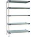 A MetroMax metal shelving add on unit with four shelves.