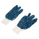 A pair of blue Cordova palm-coated gloves with white interlock lining.