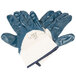 A pair of blue and white Cordova warehouse gloves with white and blue handles.