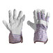 A pair of Cordova warehouse work gloves with a striped pattern on the cuffs.