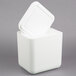 A white polystyrene cooler with a lid open.