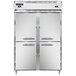 A Continental dual temperature reach-in refrigerator/freezer with a white cabinet and black border.
