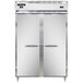The open doors of a Continental DL2RFS-SA dual temperature refrigerator/freezer.