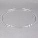 A clear plastic circle lid on a white background.
