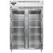 A Continental 52" Glass Door Reach-In Refrigerator with two glass doors.