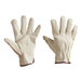 A pair of white Cordova Select grain pigskin leather driver's gloves.