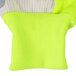 A Cordova warehouse glove with lime green spandex and a white canvas palm.
