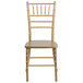 A Flash Furniture Hercules Gold Chiavari Stacking Chair on a white background.