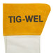 A yellow and white Cordova leather welder's glove with the words "Tig-Wel" in black.