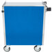 A blue and silver Lakeside utility cart.