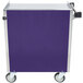 A purple Lakeside utility cart with silver shelves and handle.