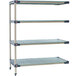 A MetroMax 4 add on shelving unit with three shelves on a white background.