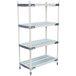 A white MetroMax i polymer shelving unit with grey shelves and handles.