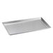 An Acopa stainless steel rectangular tray with an angled brim.