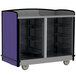 A Lakeside stainless steel full-service hydration cart with purple laminate shelves on wheels.