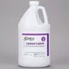 A white jug of Noble Chemical Lemon Lance lemon concentrated disinfectant and detergent cleaner with a purple label on a counter.