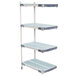 A three tiered MetroMax i polymer add-on shelving kit with white and grey shelves.