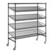 A black Regency wire shelving unit with three shelves.