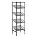 A black wire Regency stationary merchandising rack with angled shelves.