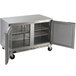A stainless steel Beverage-Air undercounter refrigerator with two doors.