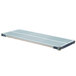A white metal MetroMax shelving kit with blue accents.